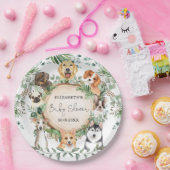 Waterverf Greenery Puppy Dog Baby shower Pawty Papieren Bordje (Feest)