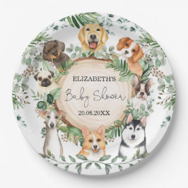 Waterverf Greenery Puppy Dog Baby shower Pawty Papieren Bordje