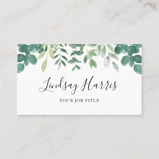 Waterverf Greenery QR-code Visitekaartje (Voorkant)