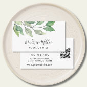 Waterverf Greenery QR-code Visitekaartje