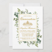 Waterverf Greenery Quinceanera Gold Sage Green Kaart (Voorkant)