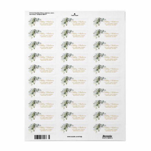 Waterverf Greenery Return Address Gold Etiket (Full Sheet)