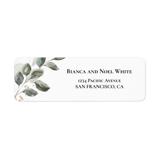 Waterverf Greenery Return Address Labels (Voorkant)