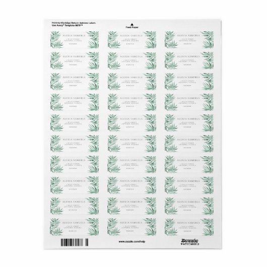 Waterverf Greenery Return Address Labels (Full Sheet)