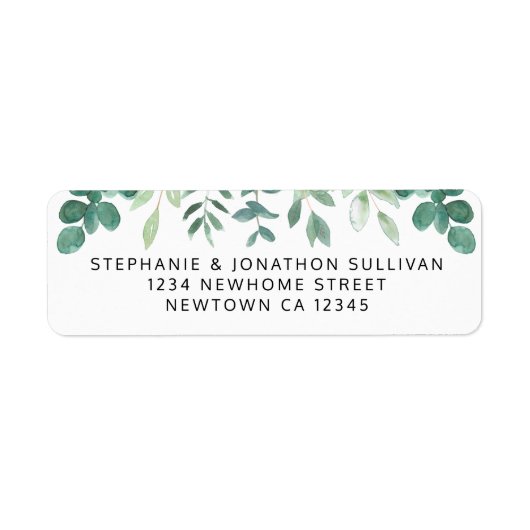 Waterverf Greenery Return-adres Etiket (Voorkant)