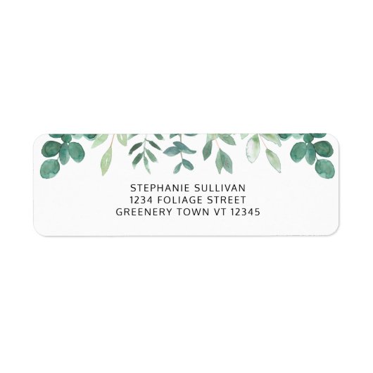 Waterverf Greenery Return-adres Etiket (Voorkant)