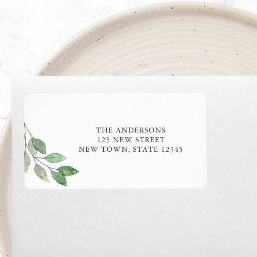 Waterverf Greenery Return-adres Etiket