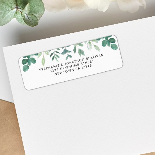 Waterverf Greenery Return-adres Etiket