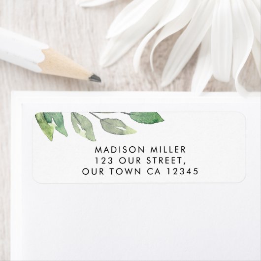 Waterverf Greenery Return-adres Etiket (Insitu)