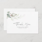 Waterverf Greenery Roos Gold Leaves Hartelijk dank Bedankkaart (Voorkant / Achterkant)