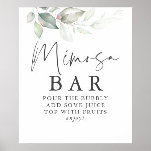 Waterverf Greenery Roos Gold Mimosa Bar Poster