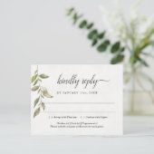 Waterverf Greenery RSVP Briefkaart (Staand voorkant)