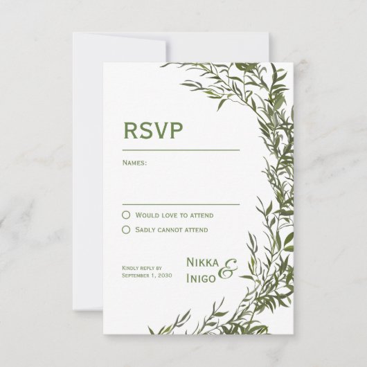 Waterverf Greenery RSVP Card Invitation (Voorkant)
