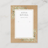 Waterverf Greenery Rustic Earring Display Kaart Visitekaartje (Voorkant)
