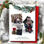 Waterverf Greenery Rustic Green Pine Cone Bough Feestdagenkaart