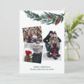 Waterverf Greenery Rustic Green Pine Cone Bough Feestdagenkaart (Staand voorkant)