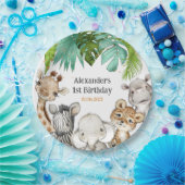 Waterverf Greenery Safari Animals Birthday Papieren Bordje (Feest)