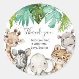 Waterverf Greenery Safari Animals Birthday Ronde Sticker