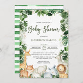 Waterverf Greenery Safari Animals Boy Baby shower Kaart (Voorkant / Achterkant)
