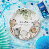 Waterverf Greenery Safari Baby shower Papieren Bordje (Feest)