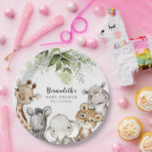 Waterverf Greenery Safari Baby shower Papieren Bordje (Feest)