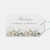Waterverf greenery & sage bruiloft bedankt cadeaulabel (Voorkant (Horizontaal))