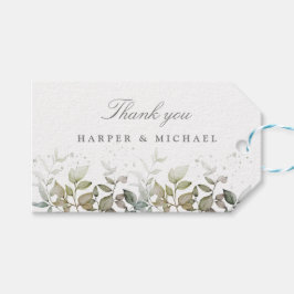 Waterverf greenery & sage bruiloft bedankt cadeaulabel