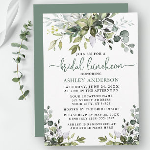 Waterverf Greenery Sage Green Bridal Luncheon Kaart