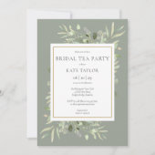 Waterverf Greenery Sage Green Bridal Tea Kaart (Voorkant)