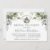 Waterverf Greenery Sage Green Bridal Tea Kaart (Voorkant)