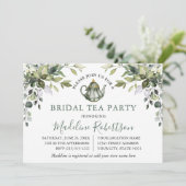 Waterverf Greenery Sage Green Bridal Tea Kaart (Staand voorkant)