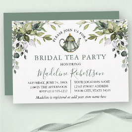 Waterverf Greenery Sage Green Bridal Tea Kaart
