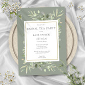 Waterverf Greenery Sage Green Bridal Tea Kaart
