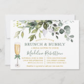 Waterverf Greenery Sage Green Gold Bridal Brunch Kaart (Voorkant)