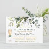 Waterverf Greenery Sage Green Gold Bridal Brunch Kaart (Staand voorkant)