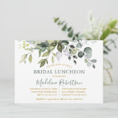 Waterverf Greenery Sage Green Gold Bridal Lunch Kaart (Staand voorkant)
