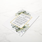 Waterverf Greenery Sage Green Gold Folie Uitnodiging (Gedraaid)