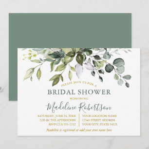 Waterverf Greenery Sage Green Gold Vrijgezellenfee Kaart