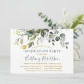 Waterverf Greenery Sage Green Graduation Party Kaart (Staand voorkant)