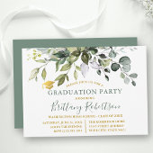 Waterverf Greenery Sage Green Graduation Party Kaart