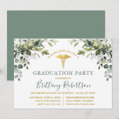 Waterverf Greenery Sage Green Medical Afstudeerder Kaart (Voorkant / Achterkant)
