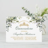 Waterverf Greenery Sage Green Quinceanera Kaart (Staand voorkant)