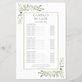 Waterverf Greenery Salon Service Menu (Voorkant)