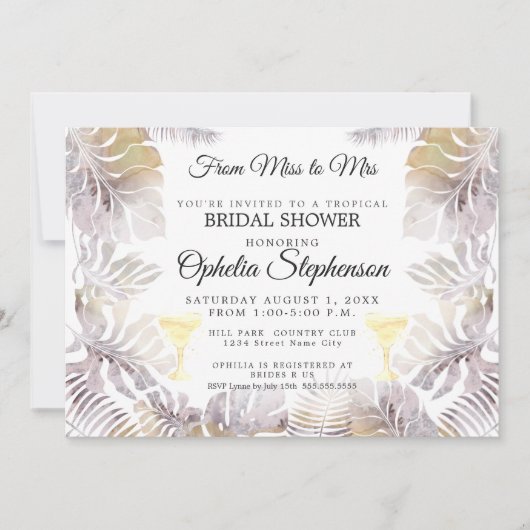 Waterverf Greenery Sandy Gold Vrijgezellenfeest Kaart (Voorkant)