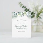 Waterverf Greenery Save the Date Aankondigingskaart (Staand voorkant)