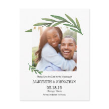 Waterverf Greenery Save the Date Photo Briefkaart