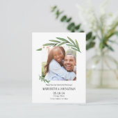 Waterverf Greenery Save the Date Photo Briefkaart (Staand voorkant)