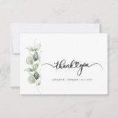Waterverf Greenery Script Wedding Bedankt Notitiekaartje (Voorkant)