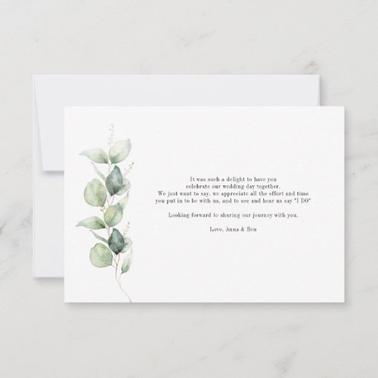 Waterverf Greenery Script Wedding Bedankt Notitiekaartje (Achterkant)