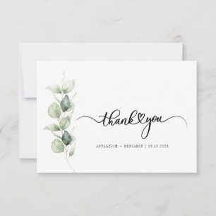 Waterverf Greenery Script Wedding Bedankt Notitiekaartje